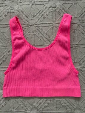 Sunday Best Hot Pink Ribbed Tank Crop Top